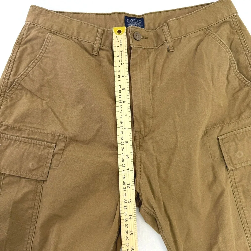 Levis Mens Brown Ripstop Cargo Shorts Size 34 Utility Workwear Casual Brown